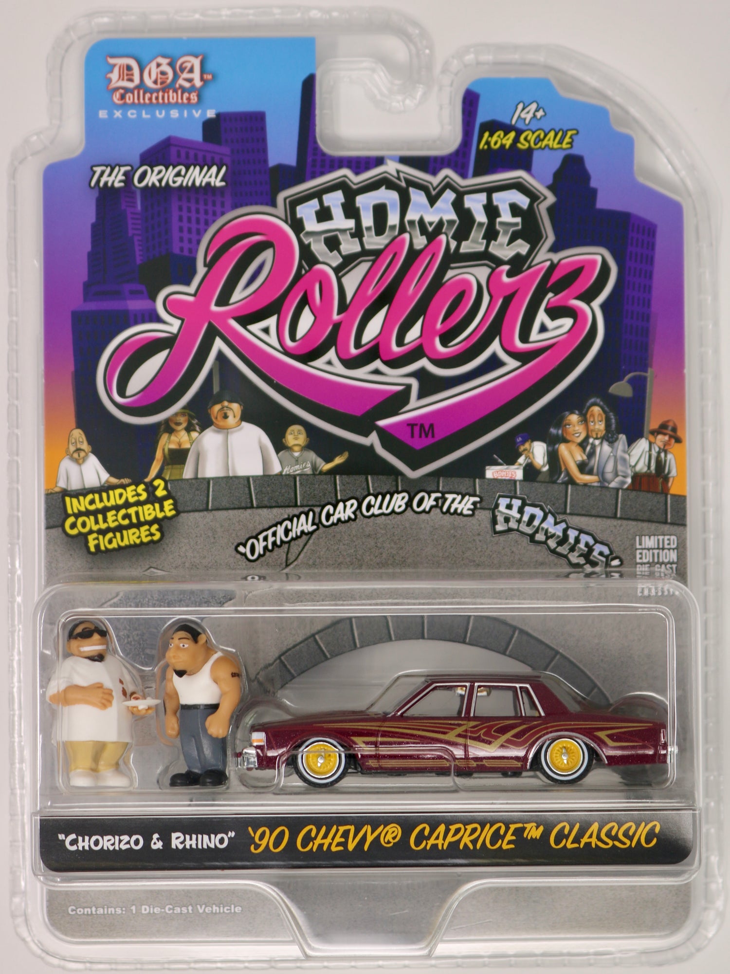 Greenlight x DGA 2025 Homie Rollerz | Series 1 | '90 Chevy Caprice Classic w/ "Chorizo & Rhino"