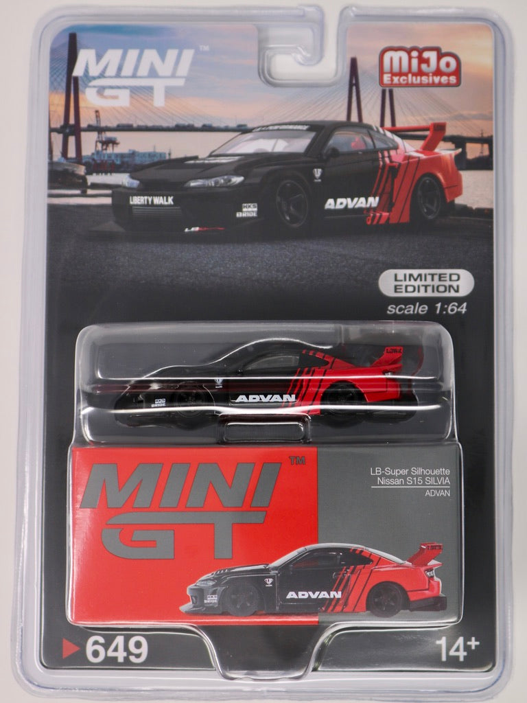 Mini GT | Mijo Exclusives | LB-Super Sihlouette Nissan S15 SILVA | ADVAN | 